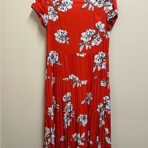Free People Red Floral Midi Dress